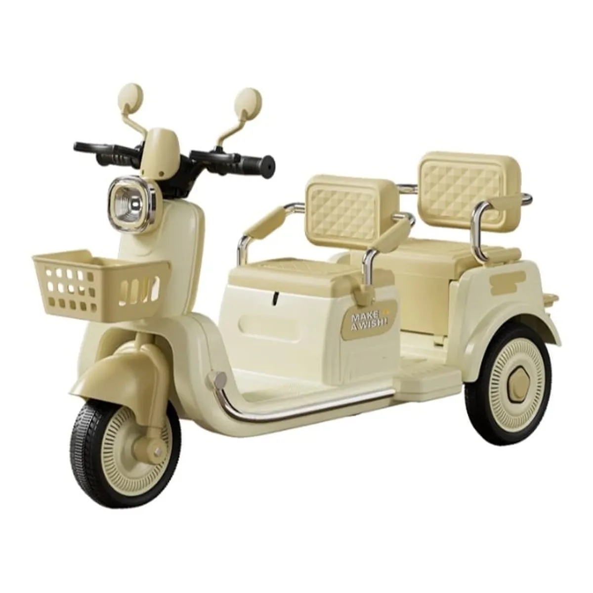 GENERICO - Trimoto Eléctrica Vintage Tiva 12v para Niños - Doble Asiento con Control Remoto Y Bluetooth