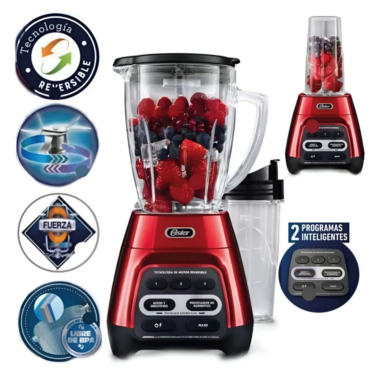 OSTER - Licuadora Reversible Oster BLSTPYG1310 RBG 15L Rojo