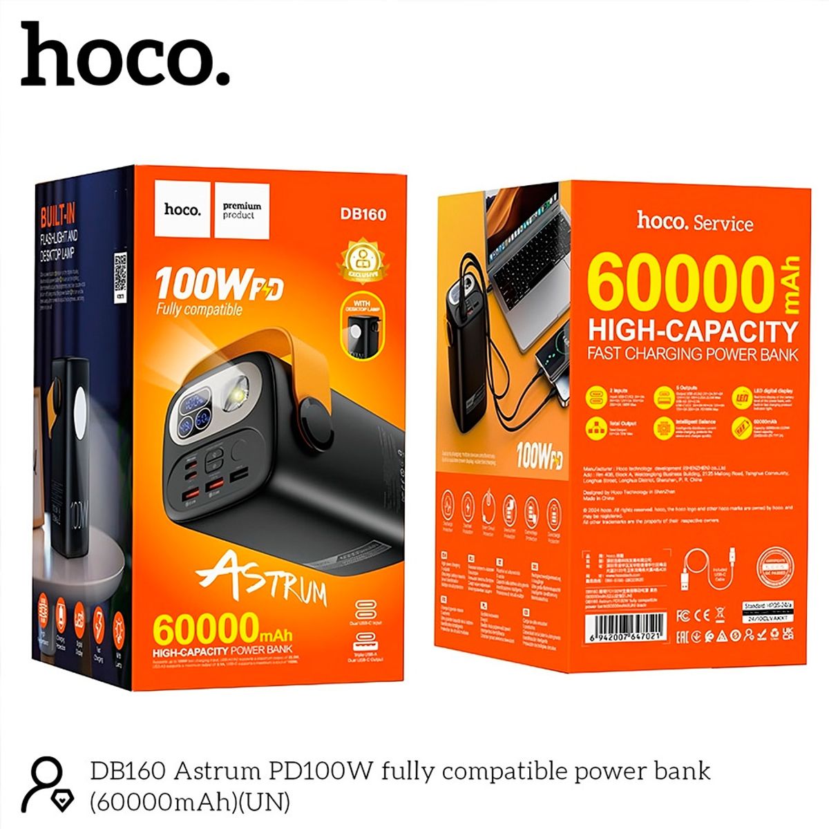 HOCO - Power Bank Hoco DB160 Astrum Carga Utra Rapida 100w 60000mah