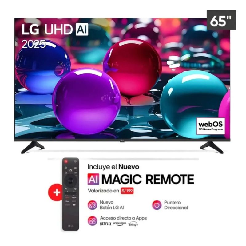 LG - Televisor LG 65" UHD AI 4K Smart TV 65UA7300 + Control Magic 2025