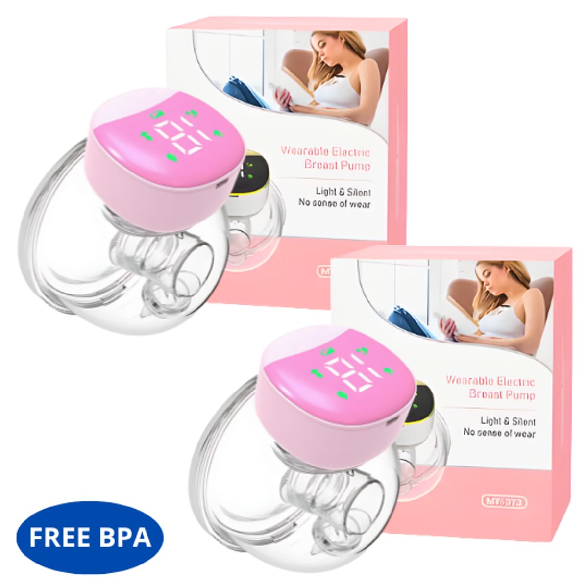 GENERICO - 2 Extractores de Leche Portatil Manos Libres Rosa