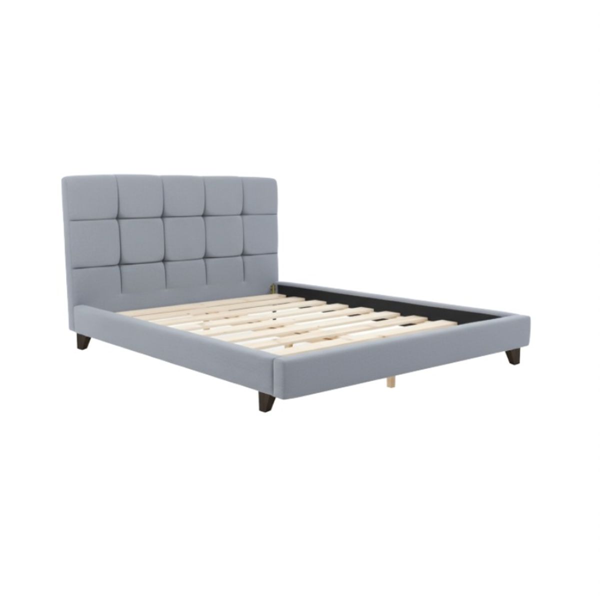 MUEBLES MACRUMO - Cama tapizada Bruce - 15plz Gris claro