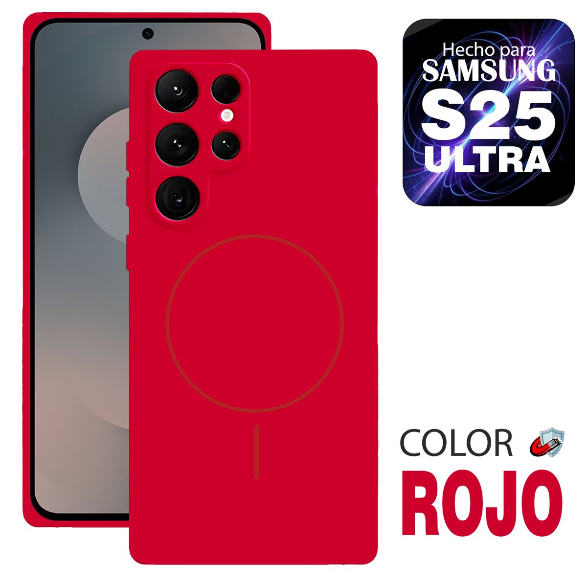 GENERICO - Case MagSafe Compatible para Samsung S25 ULTRA  Rojo