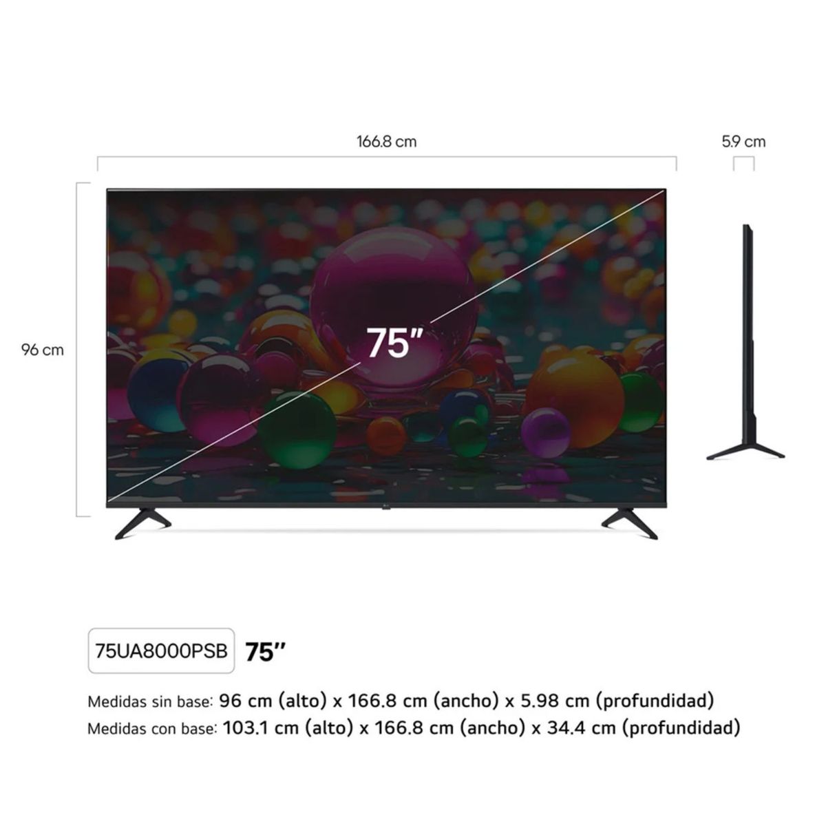 LG - Televisor LG 75" LED UHD 4K Smart TV ThinQ AI 75UA8000PSB - Nuevo 2025