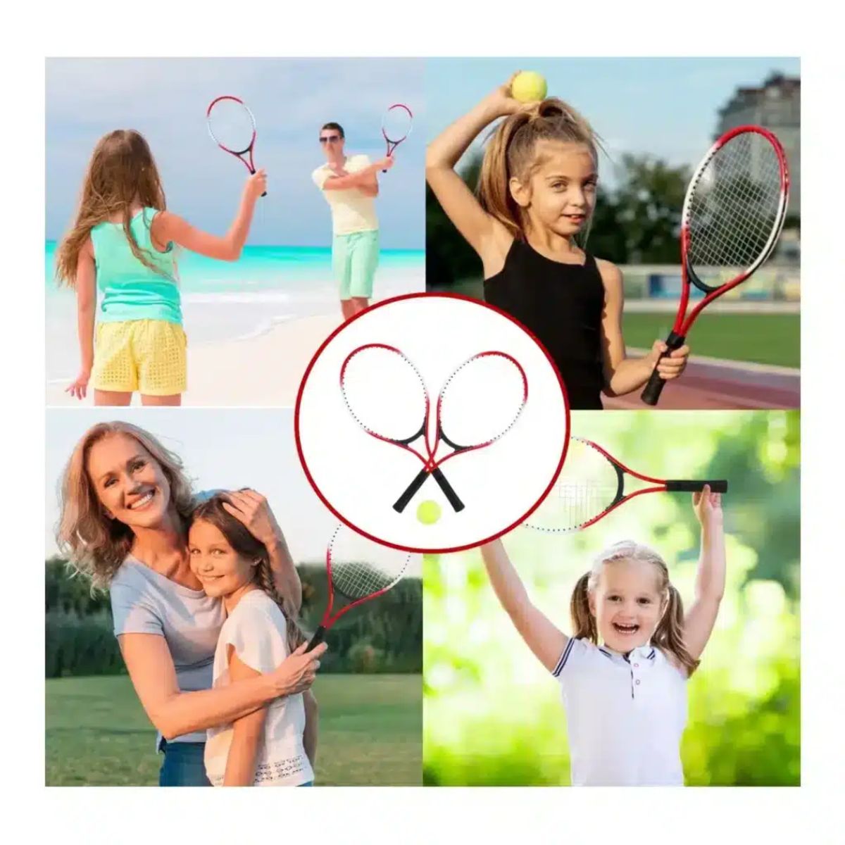GENERICO - RAQUETAS TENIS MÁS PELOTA IMPORTADA PARA JUNIOR
