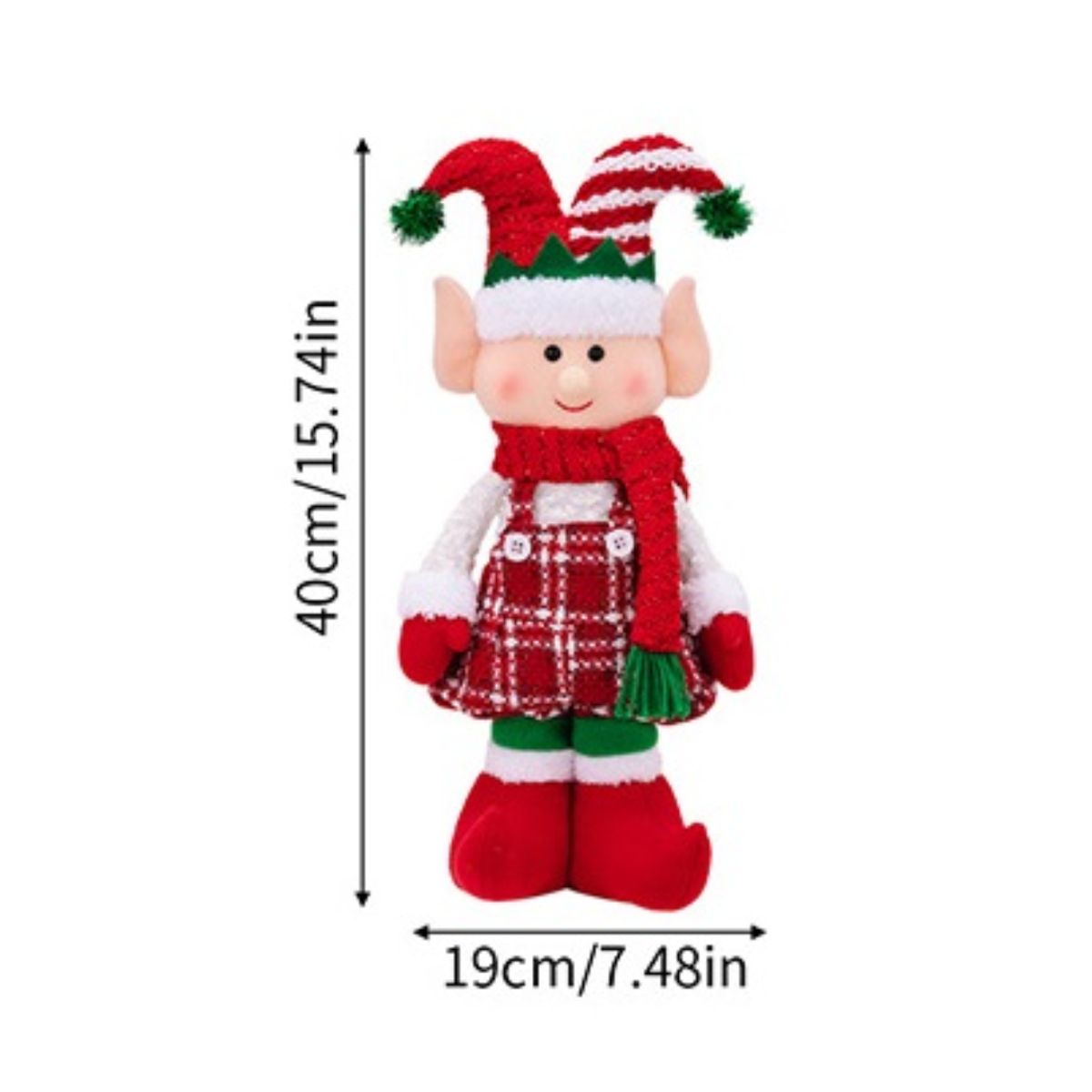 GENERICO - Muñeco Elfo Patilargo Navideño con Gorro y Bufanda