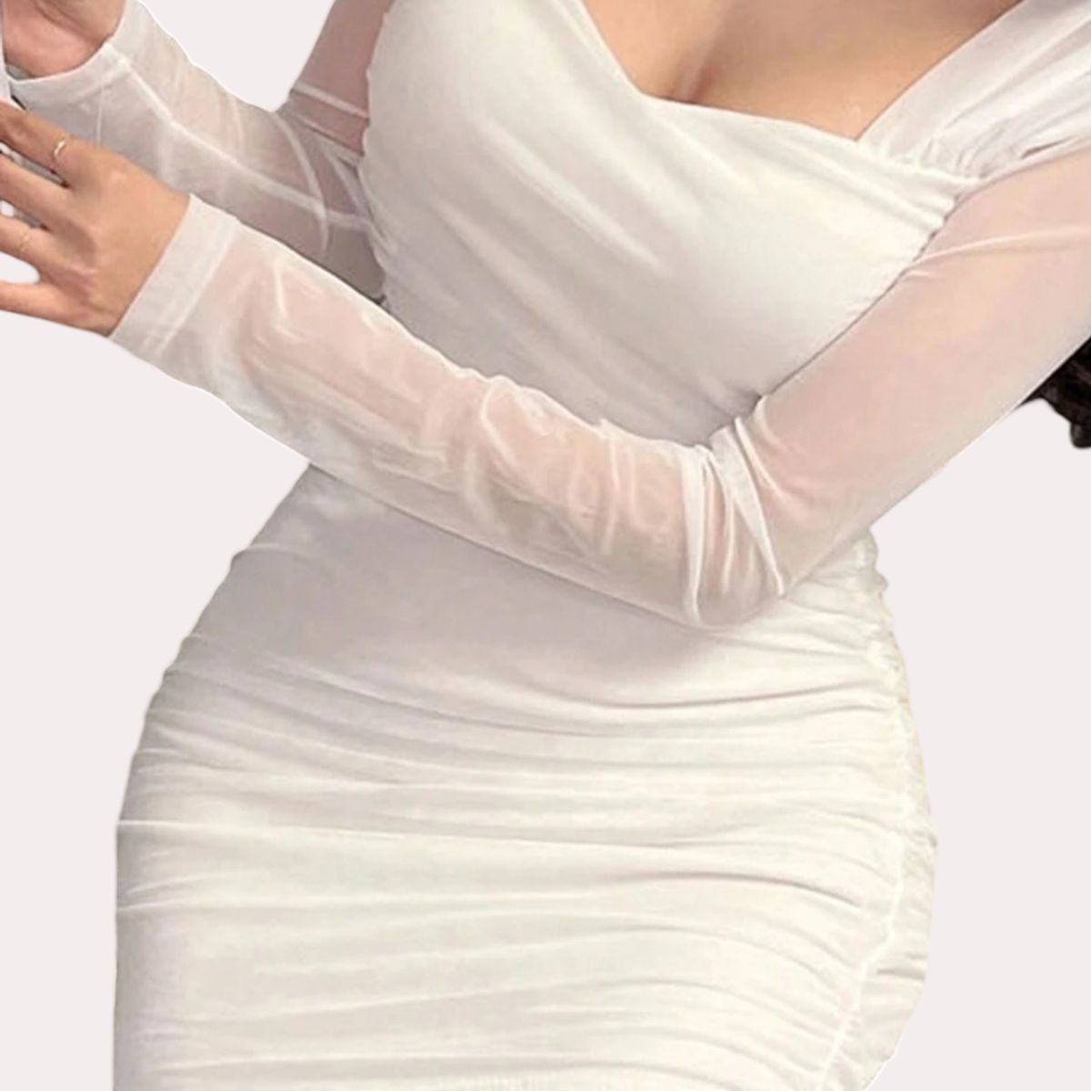 GENERICO - VESTIDO COCTEL LOLITAS KAWAII BLANCO CON MANGA LARGA