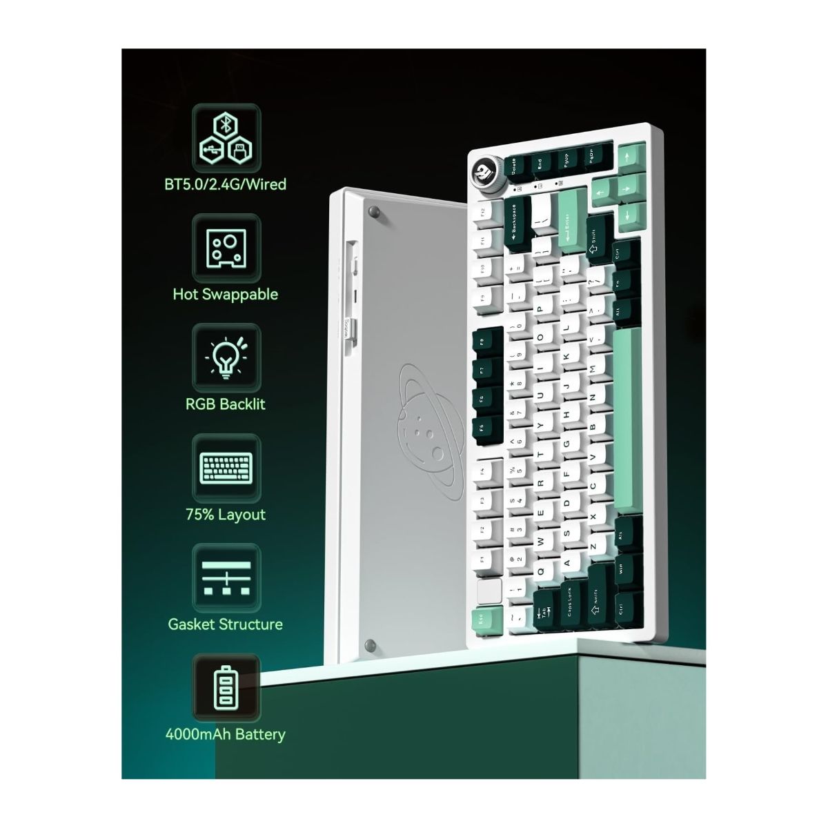 AULA - Teclado Inalambrico HI75C Pro LEOBOG by Aula Premium Green