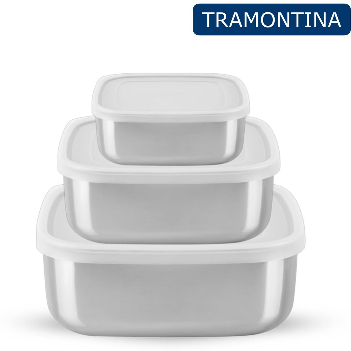TRAMONTINA - Juego Taper Cuadrado Tapa 3 Piezas Freezinox- Tramontina