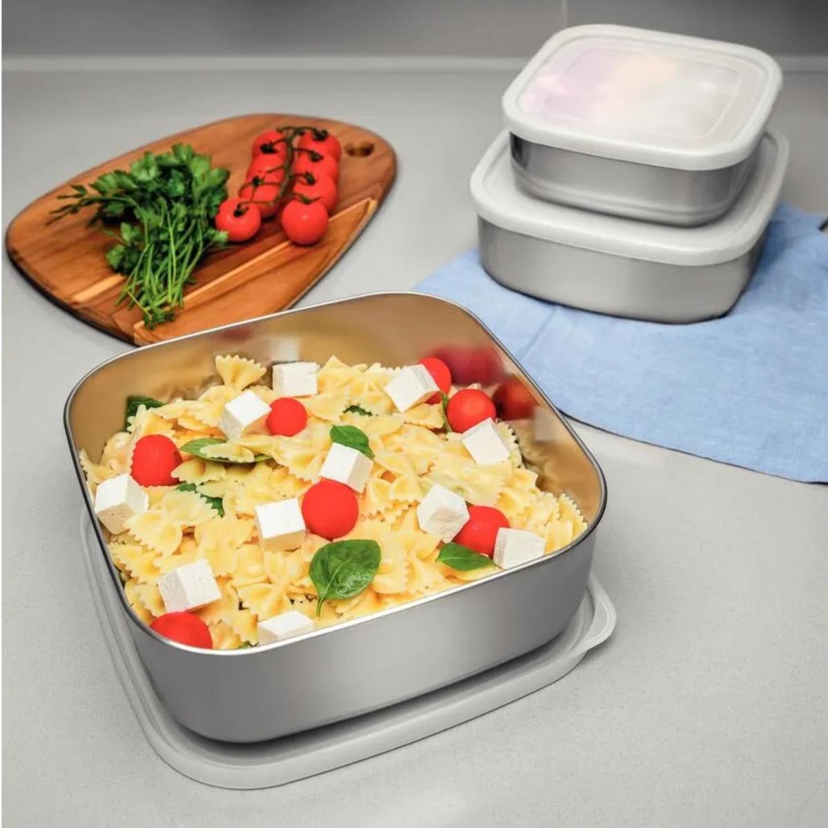 TRAMONTINA - Juego Taper Cuadrado Tapa 3 Piezas Freezinox- Tramontina