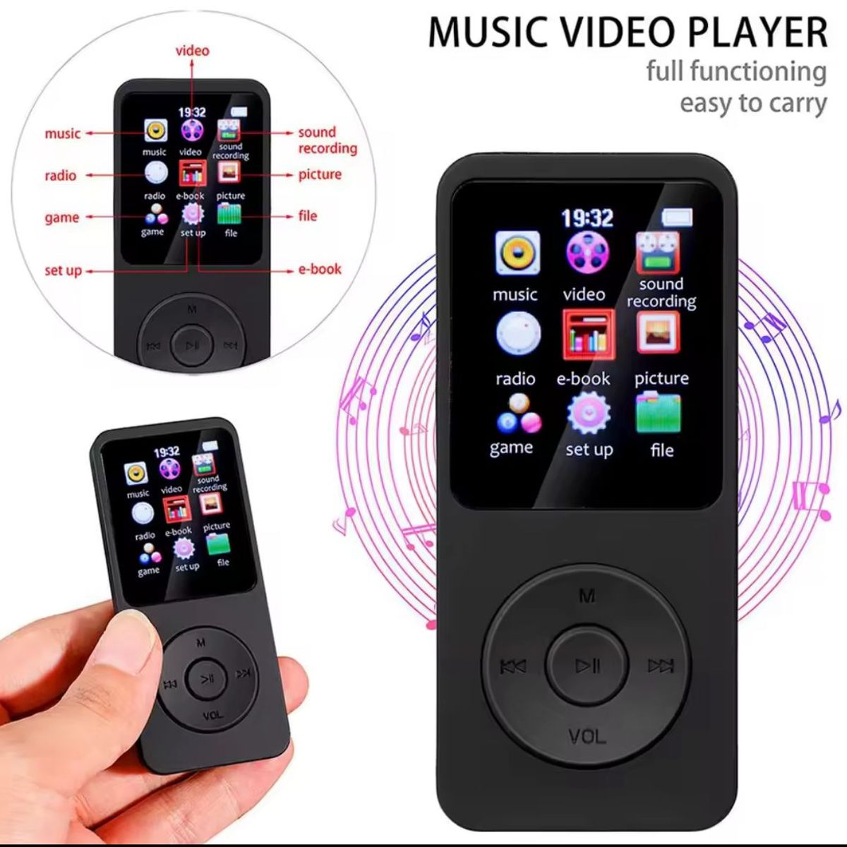 GENERICO - REPRODUCTOR MP3 BLUETOOTH NEGRO FM 32 GB