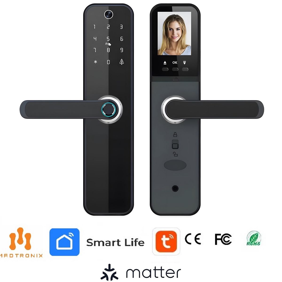 MADTRONIX - Cerradura Inteligente con Camara y Pantalla HR07 Videoportero