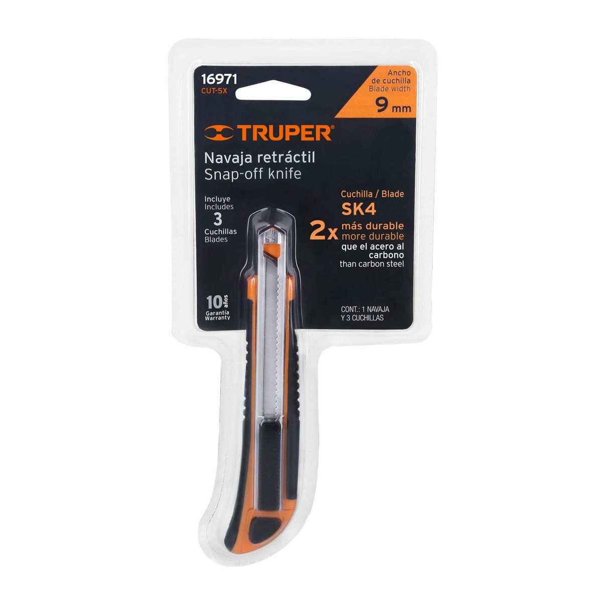 TRUPER - CUCHILLA 9 MM PROFESIONAL CON ALMA METÁLICA Y GRIP TRUPER 16971