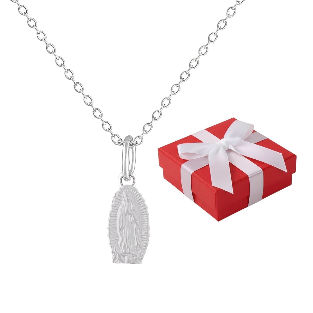 GENERICO - Collar Virgen Guadalupe Regalo Bautizo Comunión Plata 925