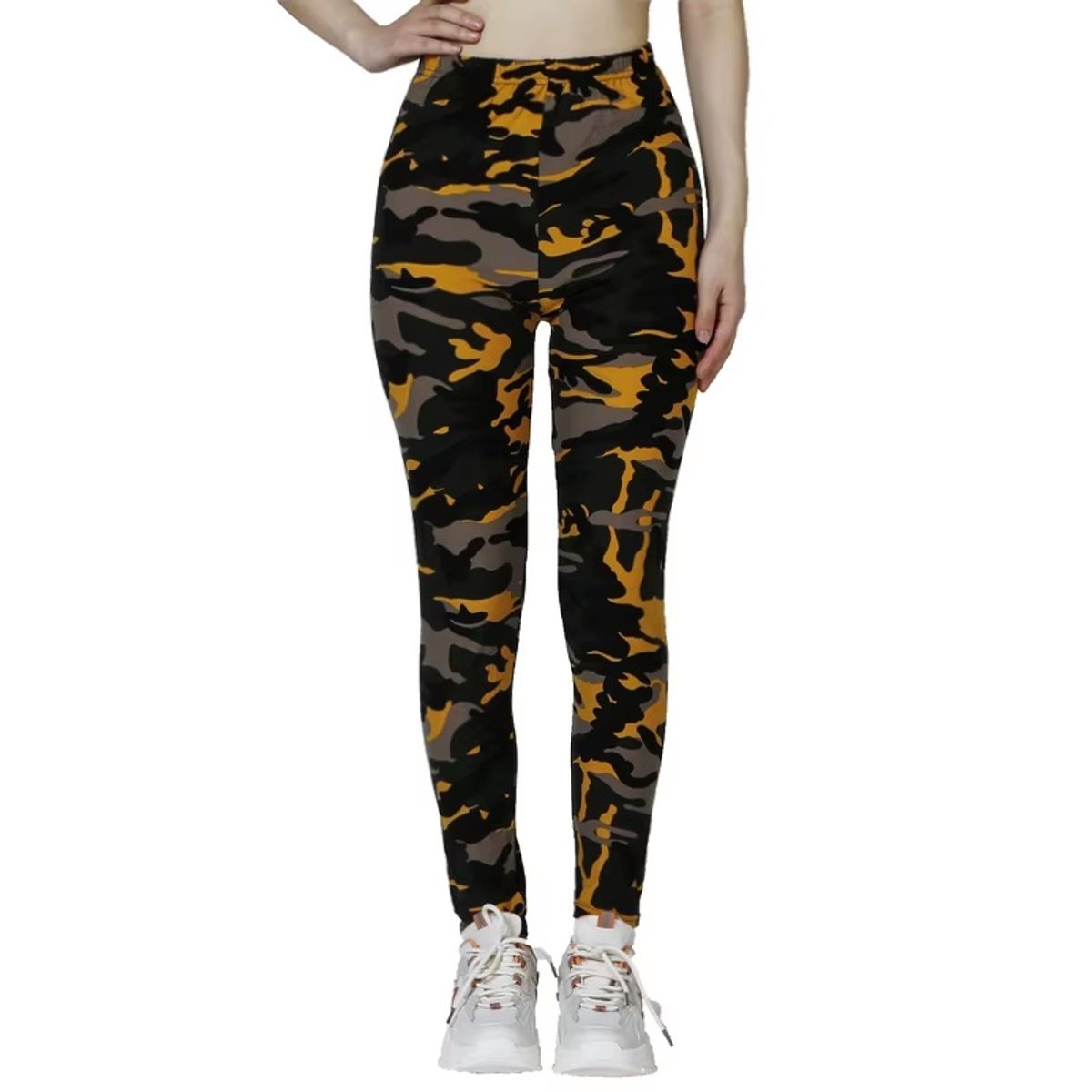GENERICO - Leggings con estampado de camuflaje para mujer de alta elasticidad