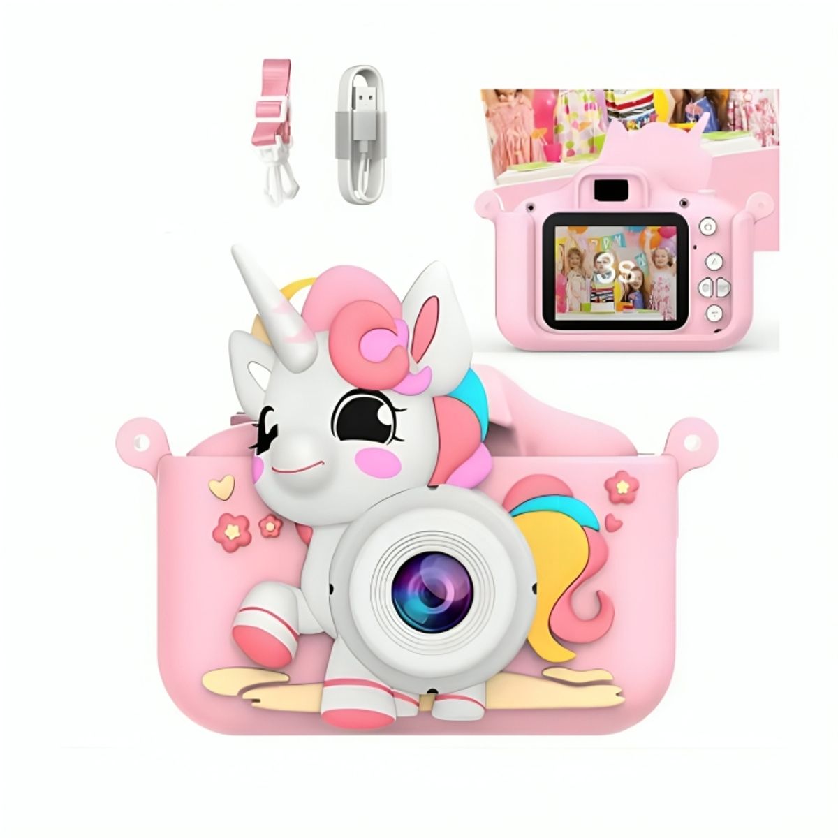 GENERICO - Mini Cámara Digital Recargable con Protector para Niños