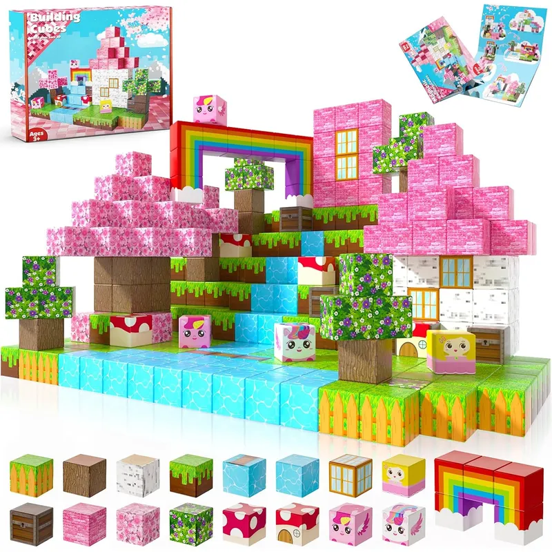 GENERICO - Bloques Magnéticos Minecraft Arcoiris 100pcs