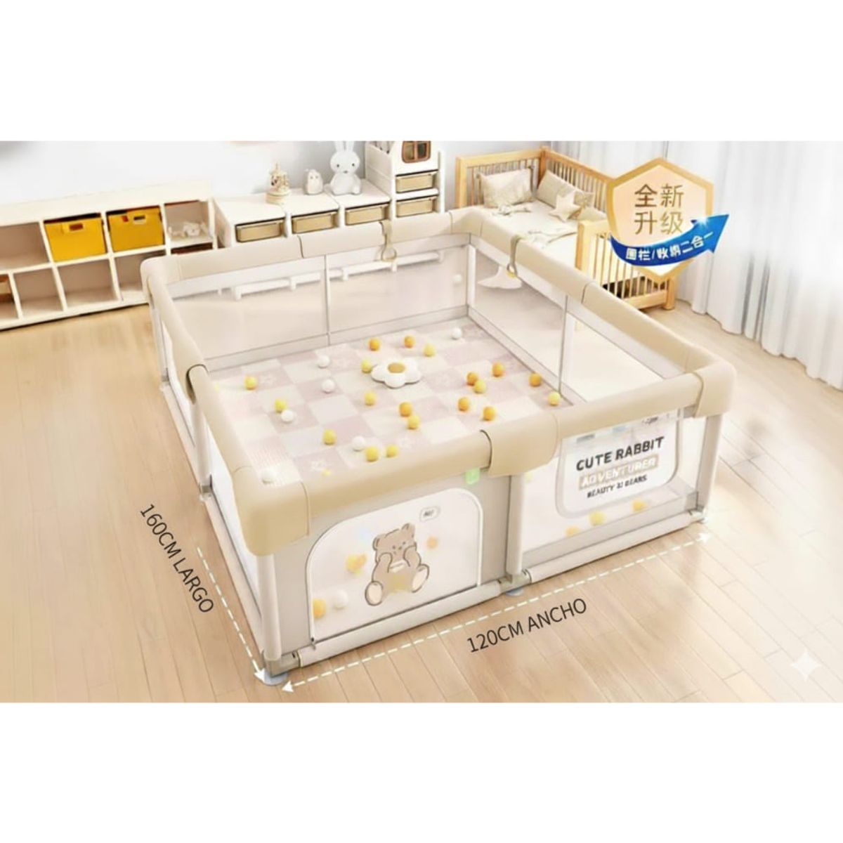 GENERICO - Parque Infantil Juego Valla Corralito Cuna Protectora Barandilla 160x120