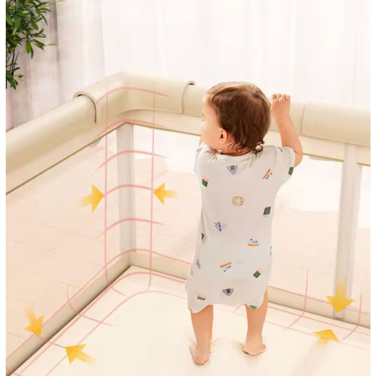 Parque Infantil Juego Valla Corralito Cuna Barandilla Protectora 200x180, marca GENERICO - Foto 2