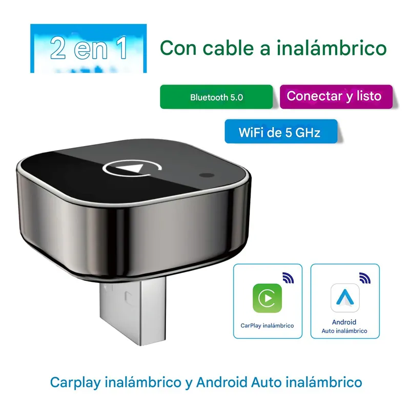 GENERICO - Adaptador a CarPlay y Android Auto inalámbrico