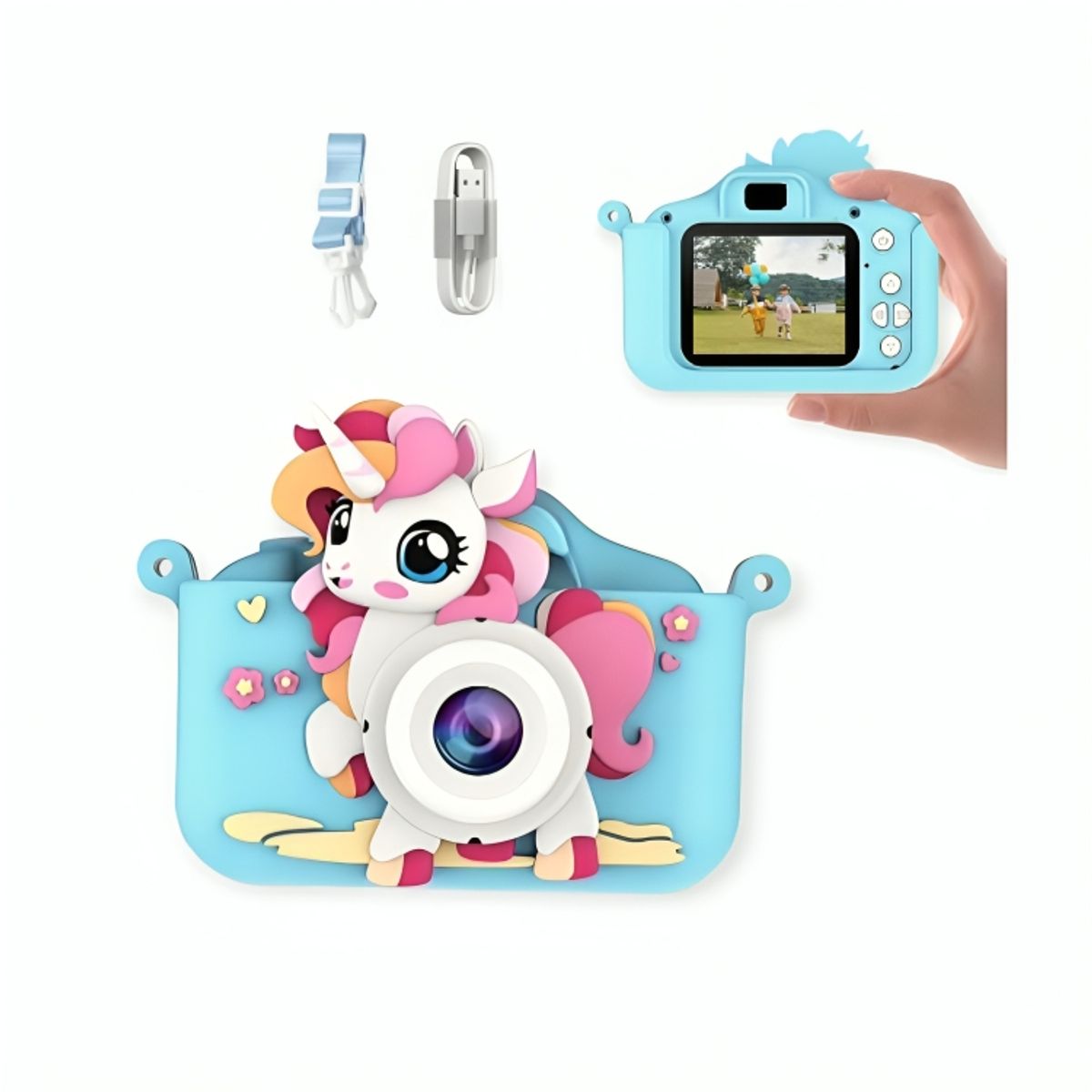 GENERICO - Mini Cámara Digital Recargable con Protector para Niños