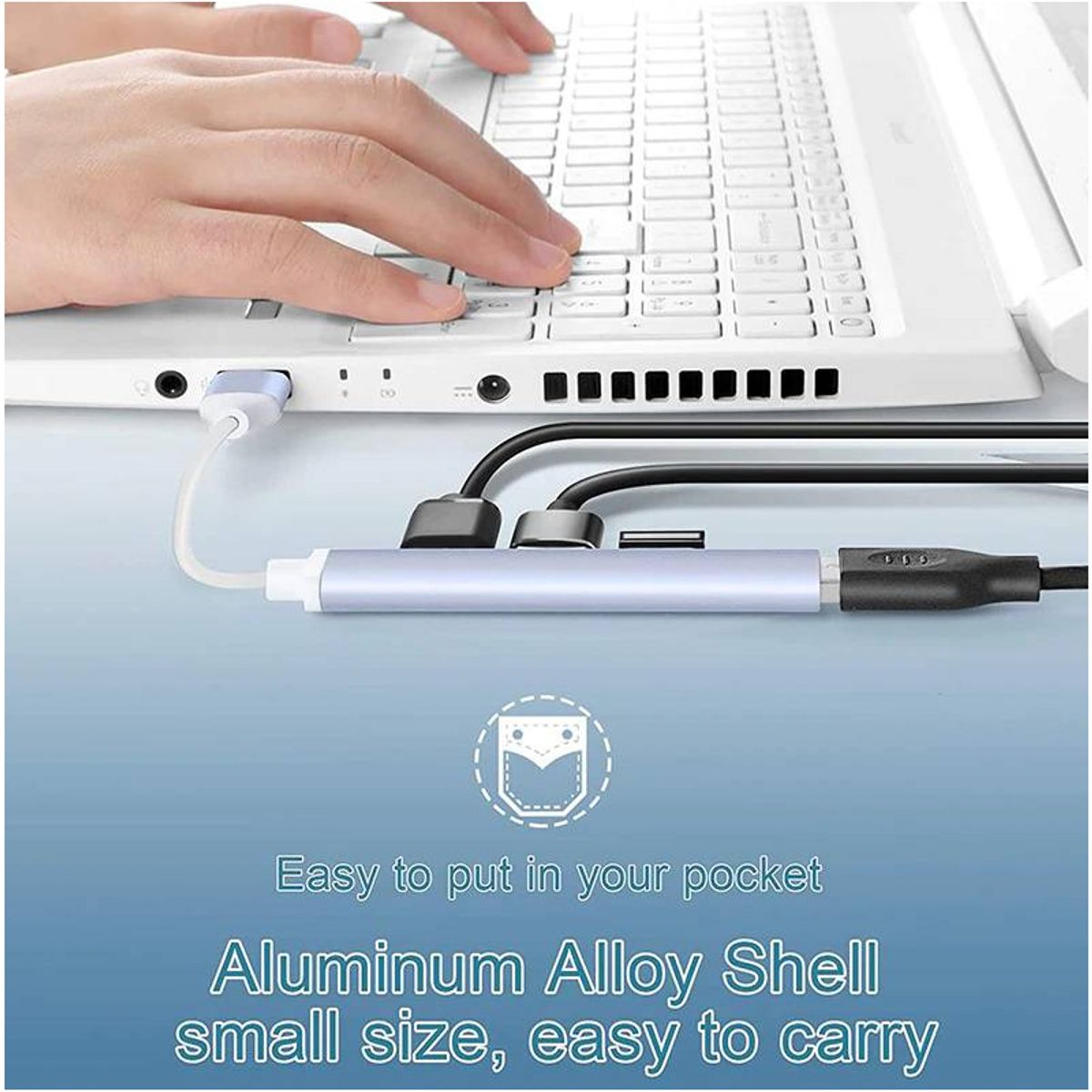 GENERICO - Hub USB Slim 4 puertos en 1 Aluminio USB 3.0 Extensor Premium