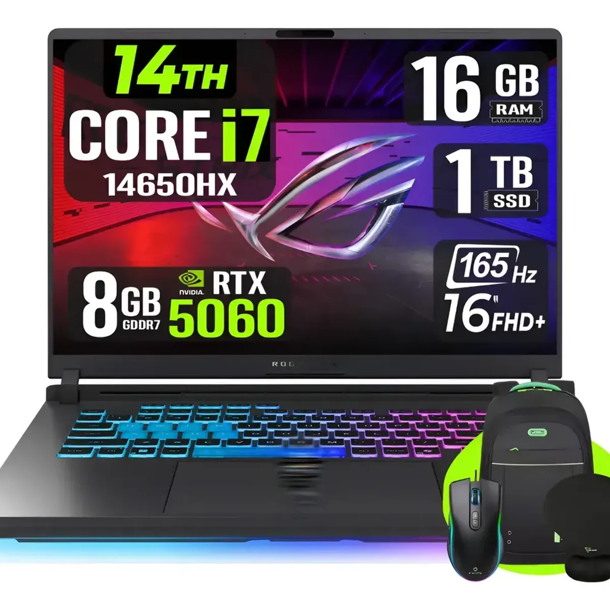 ASUS - Laptop Asus ROG Strix G16 (2025) Intel Core i7 14650HX 16GB DDR5 1TB SSD RTX 5060 16" WUXGA 165Hz