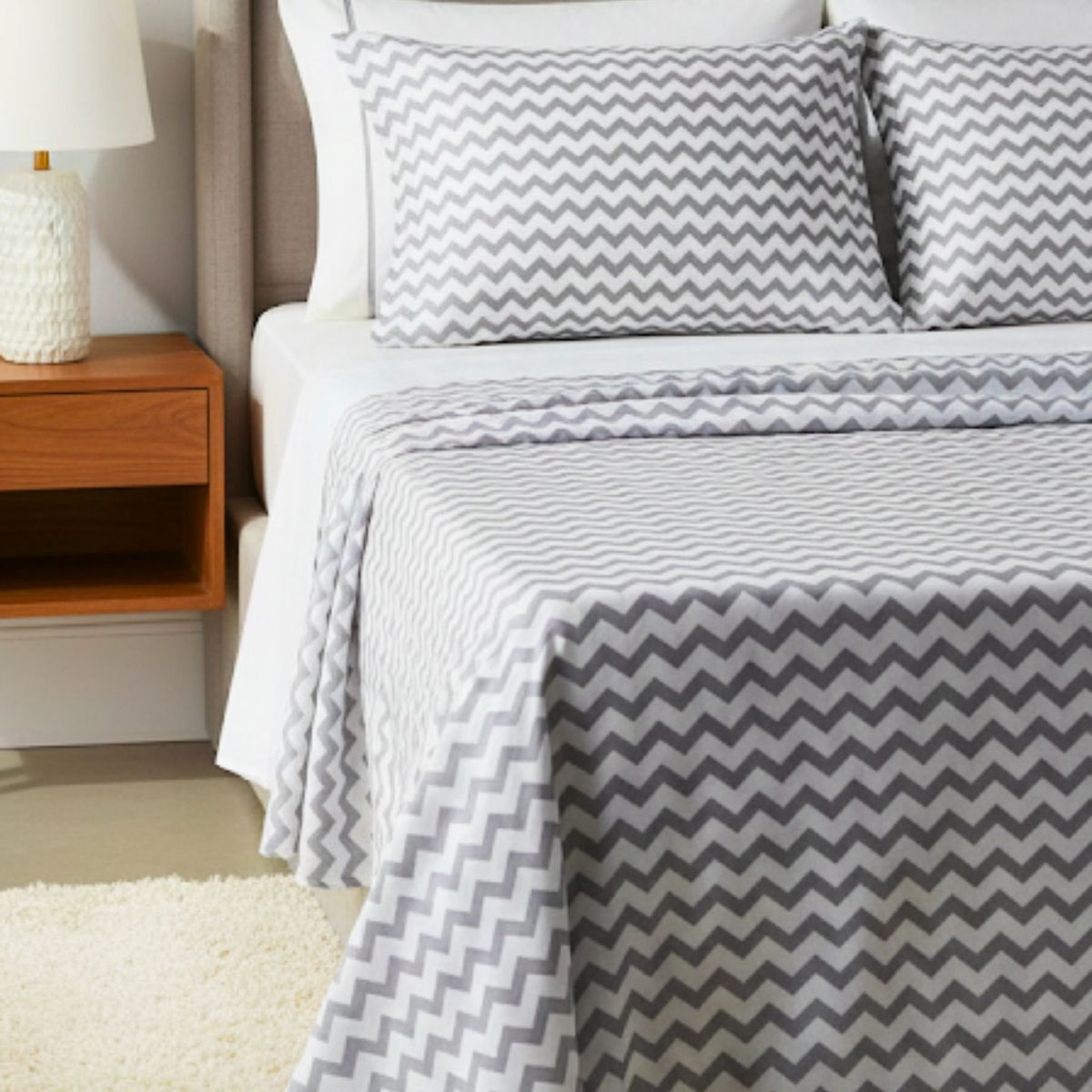 GENERICO - JUEGO DE SABANA ALGODÓN PERU PIMA ZIGZAG