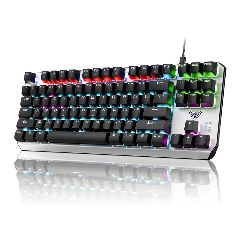 AULA - Teclado Mecanico TKL F2067 AULA Programable  Switch Rojo