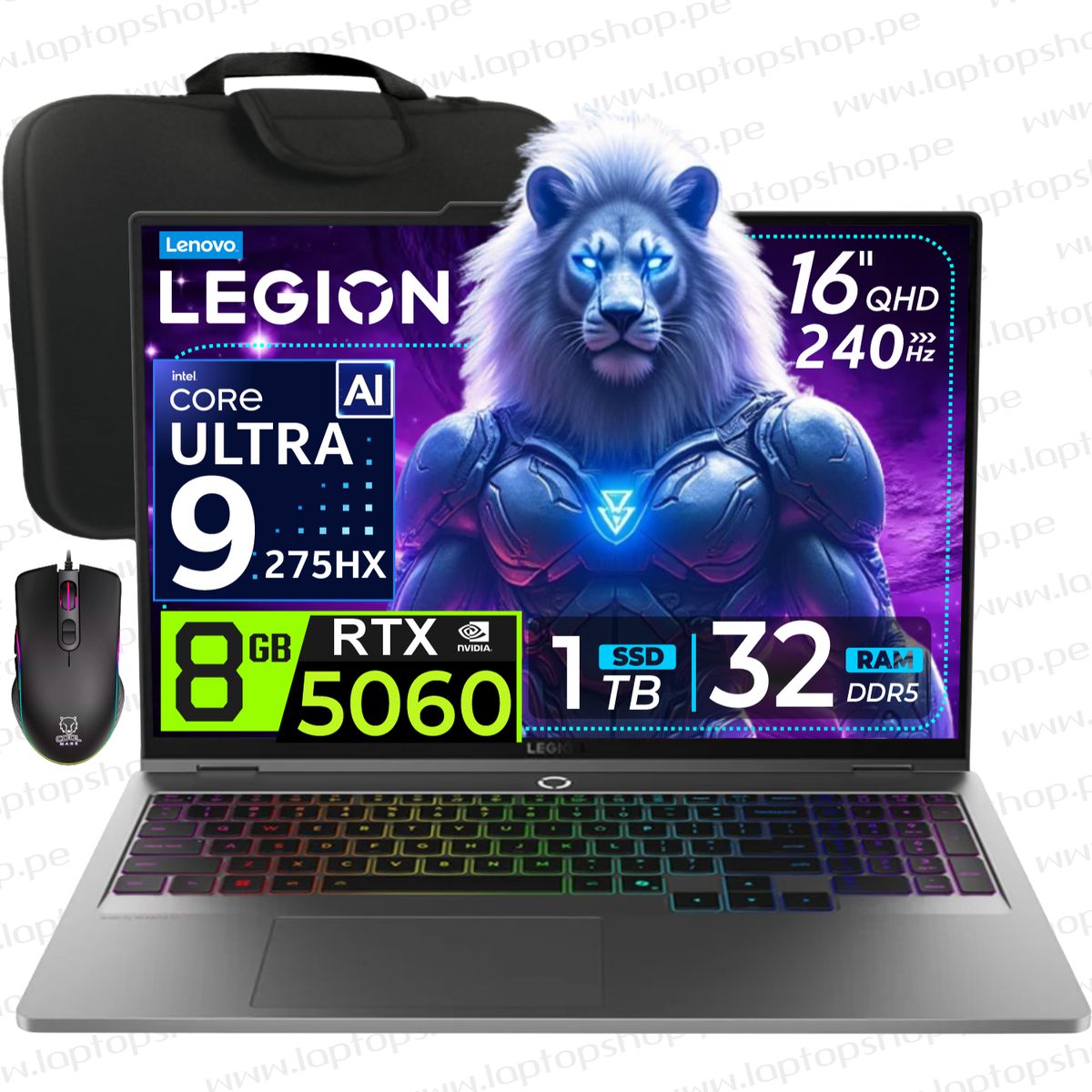 LENOVO - Laptop Lenovo LEGION 5 2025 Intel Core ULTRA 9 275HX RAM 32GB 1TB SSD RTX 5060 8GB 16" WQXGA 240Hz