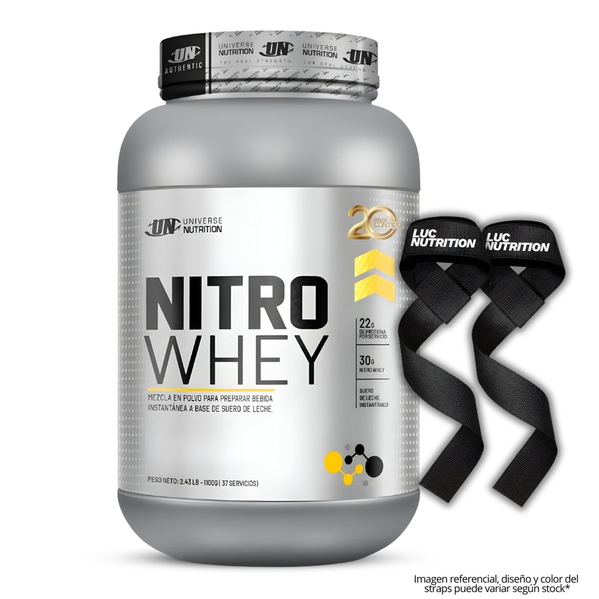 UNIVERSE NUTRITION - Nitro Whey 1.1 KG Proteina Universe Nutrition - Chocolate + Straps