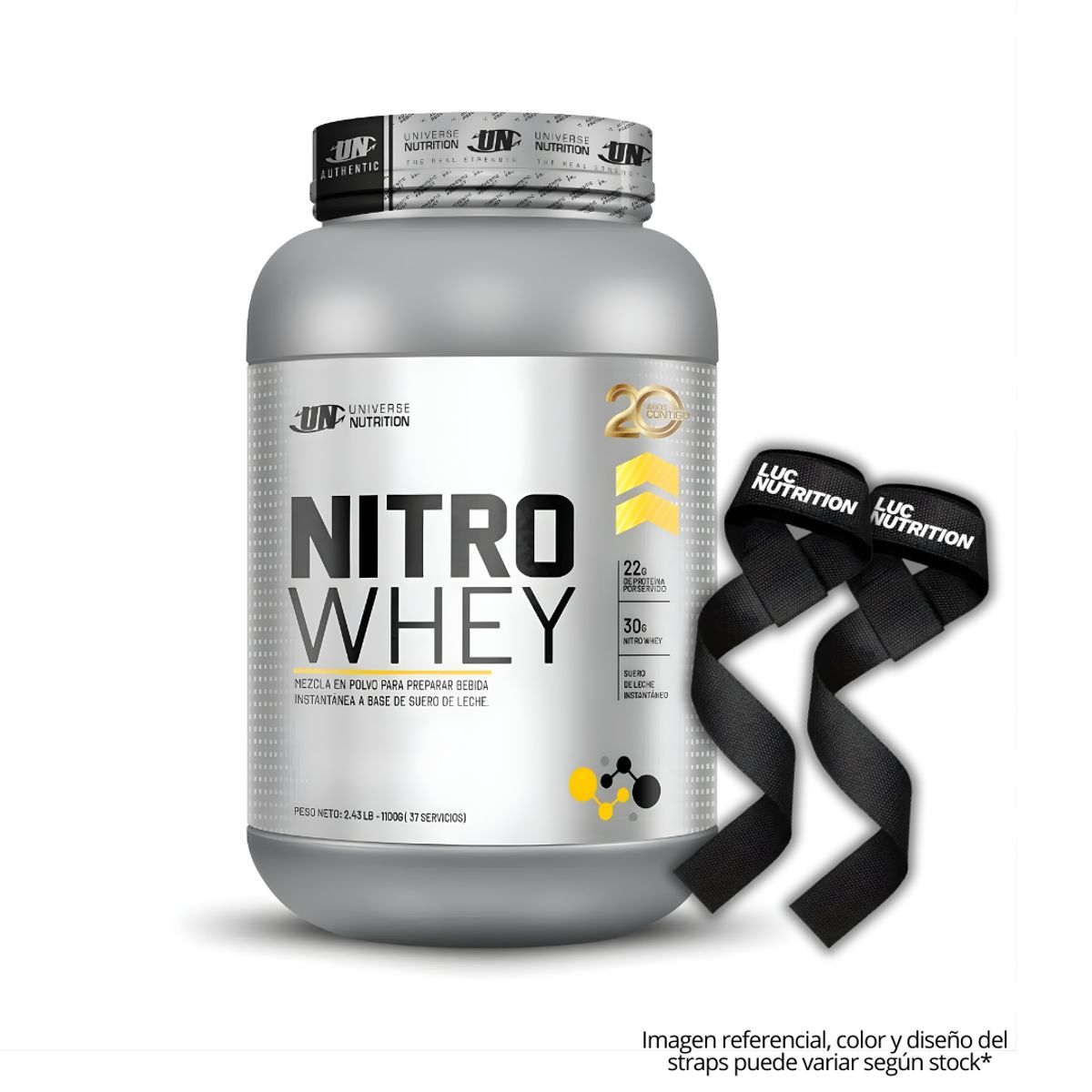 UNIVERSE NUTRITION - Nitro Whey 1.1 KG Proteina Universe Nutrition - Chocolate + Straps