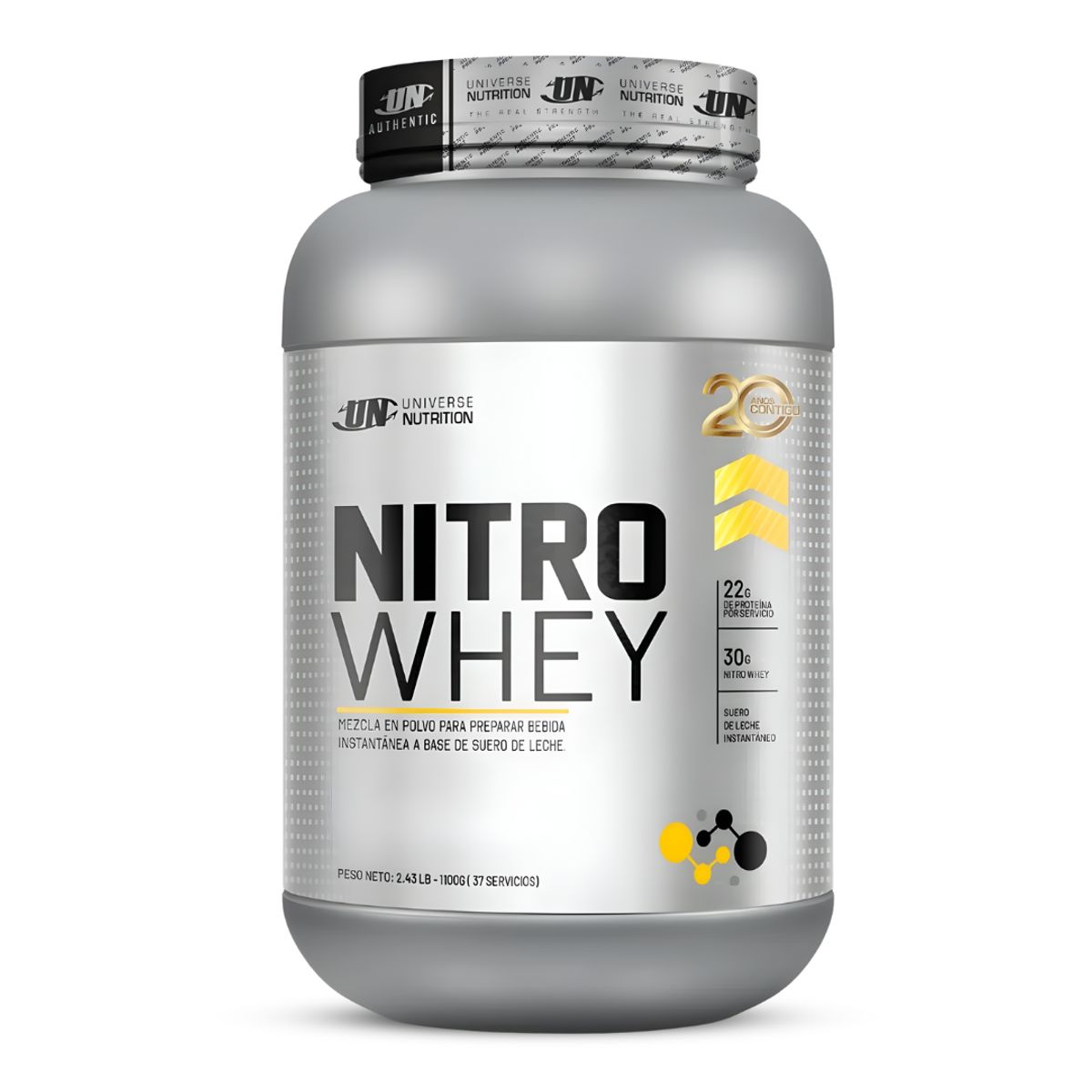 UNIVERSE NUTRITION - Nitro Whey 1.1 KG Proteina Universe Nutrition - Vainilla + Straps + Shaker