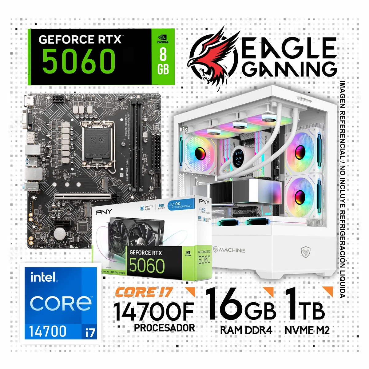 INTEL - Computadora Pc Intel Core I7 14700 RAM 16GB SSD 1TB RTX 5060 (14va Generación)