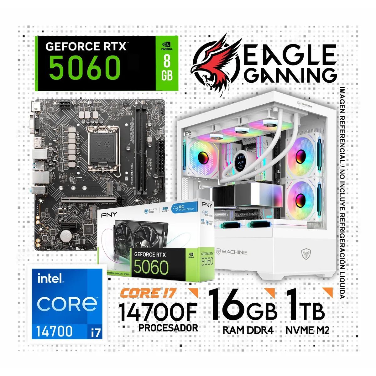 INTEL - Computadora Pc Intel Core I7 14700 RAM 16GB SSD 1TB RTX 5060 (14va Generación)