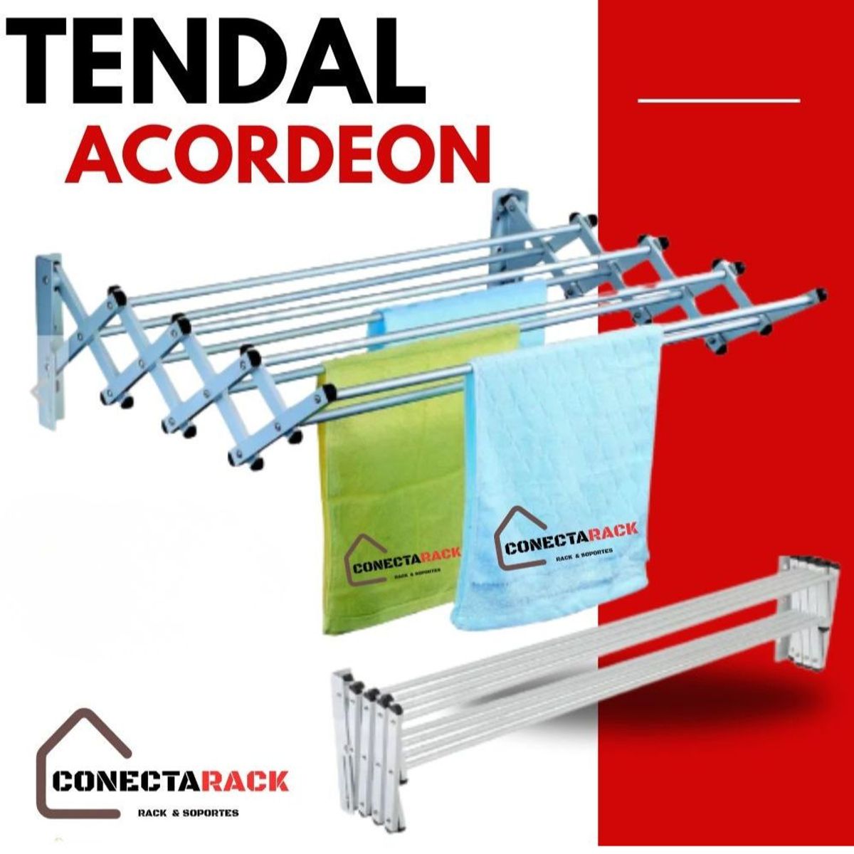 NACIONAL - Tendedero De Ropa Acordeon de pared 60X61X22 cm