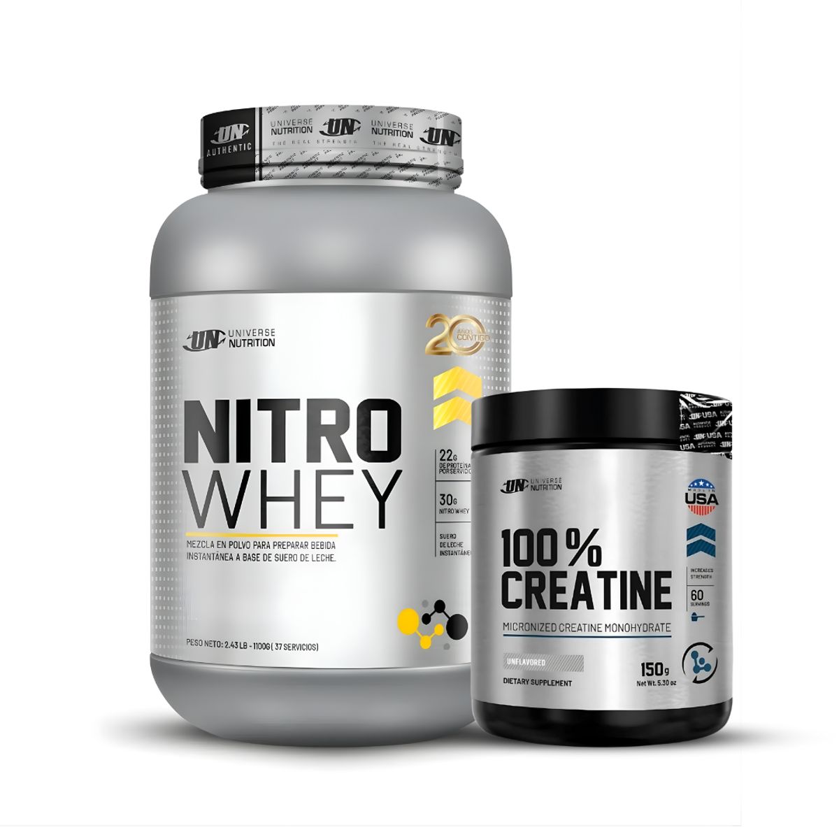 UNIVERSE NUTRITION - Nitro Whey 1.1 KG Proteina - Cookie and cream + Creatina Universe Nutrition 150 g - 60 serv