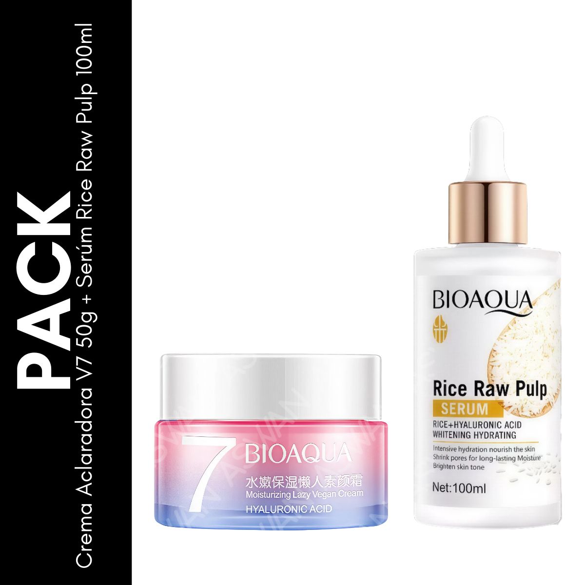 GENERICO - Pack Crema Aclaradora V7 50g + Serúm Rice Raw Pulp 100ml - BIOAQUA