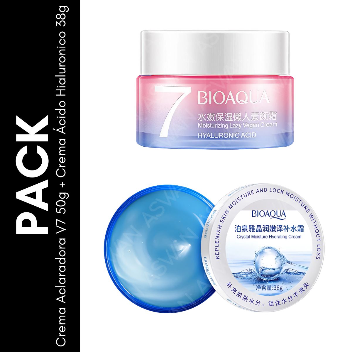 GENERICO - Pack Crema Aclaradora V7 50g + Crema Ácido Hialuronico 38g - BIOAQUA