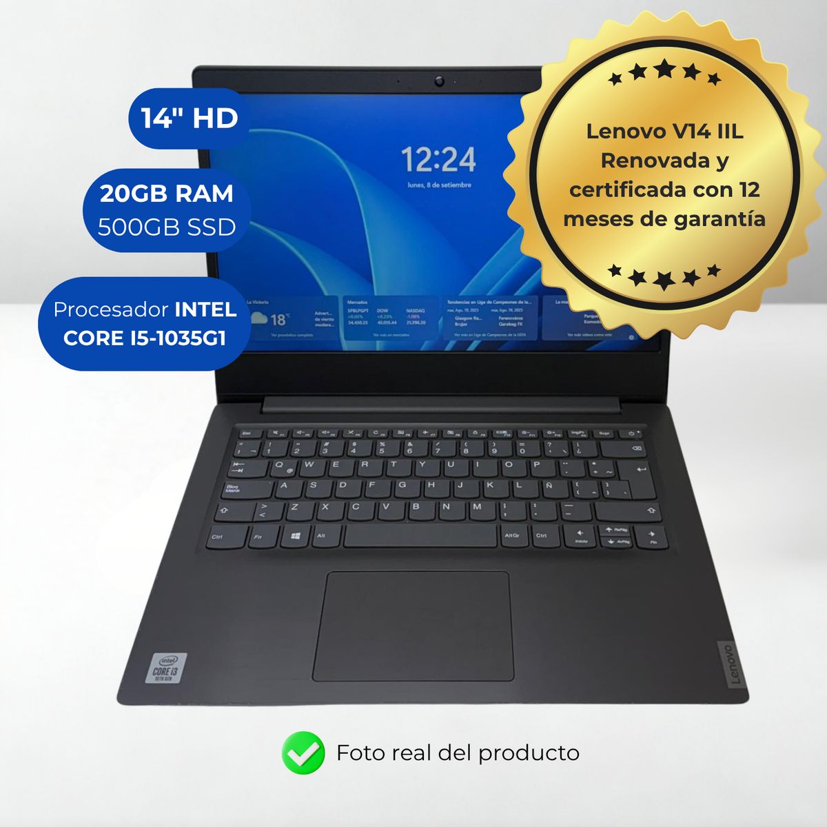 LENOVO - Laptop Lenovo V14-IIL Corei5-1035G1 20Gb 500Gb 14 W11 Reacondicionada