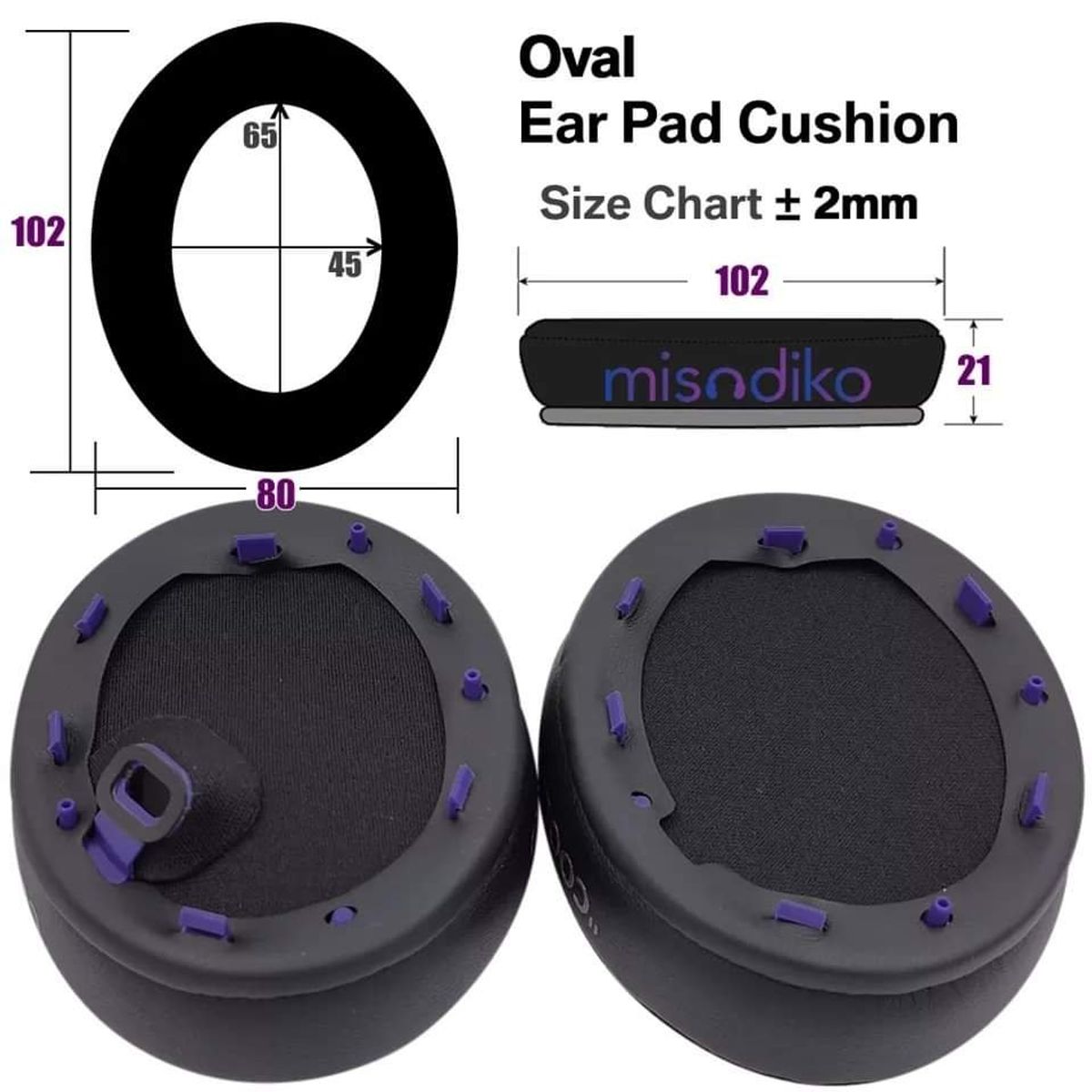 GENERICO - Almohadillas Misodiko para audifonos Sony WH-1000XM4 cooling gel genérica negro