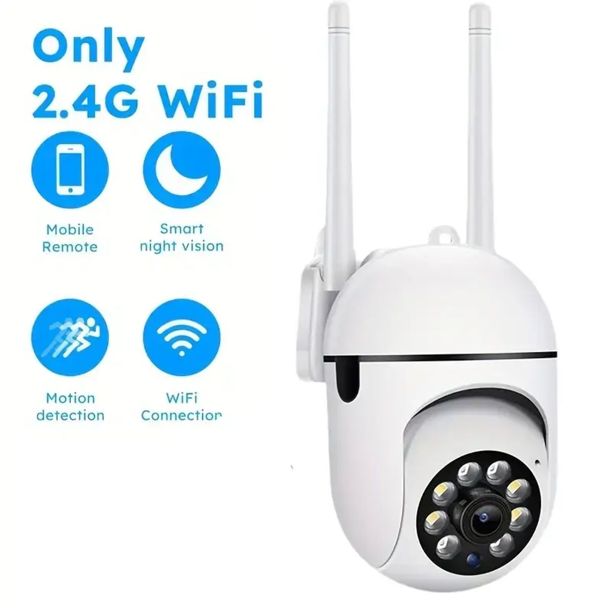 GENERICO - Cámara de Seguridad WiFi 1080P con Visión Nocturna a Color y Audio Bidireccional