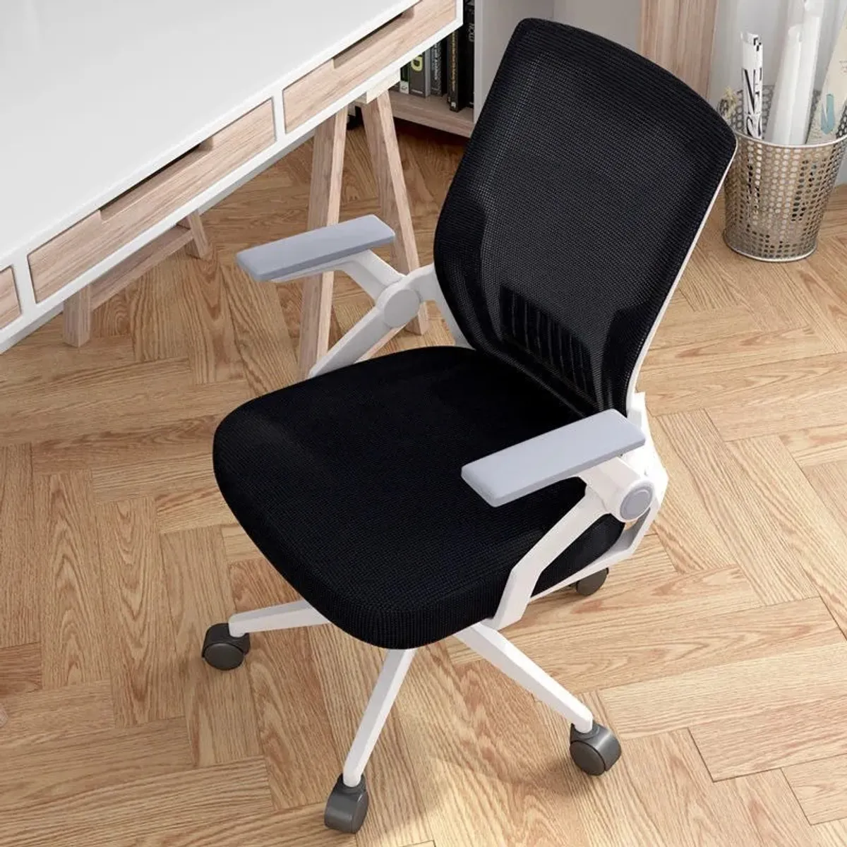GENERICO - Silla de Oficina Ergonómica con Base Reforzada y Tapizado Blanco