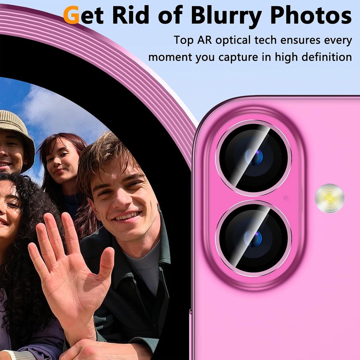 GENERICO - Protector de Cámara Individual Compatible con iPhone 17 - Rosado