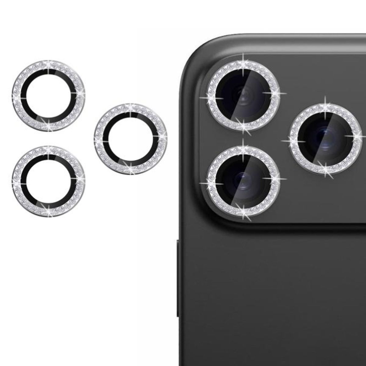 GENERICO - Protector de Lente Diamante Metal iPhone 17 Pro Max - Plateado