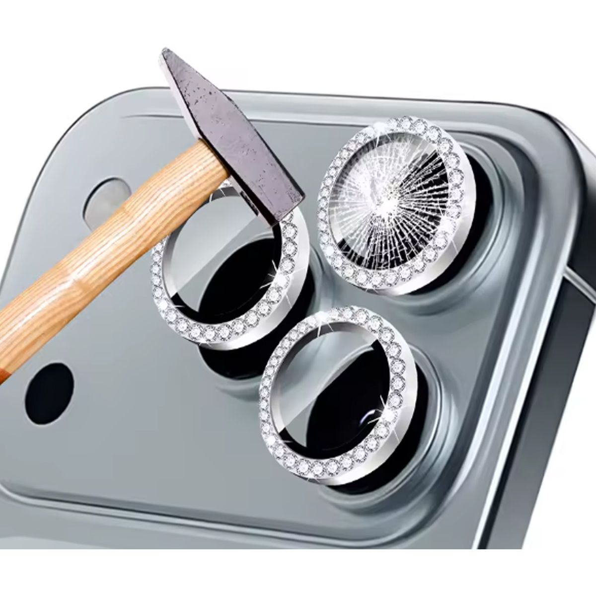 GENERICO - Protector de Lente Diamante Metal iPhone 17 Pro Max - Plateado