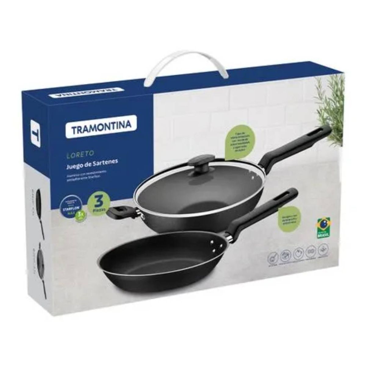 TRAMONTINA - Juego de sartenes de Aluminio Loret x 3 piezas