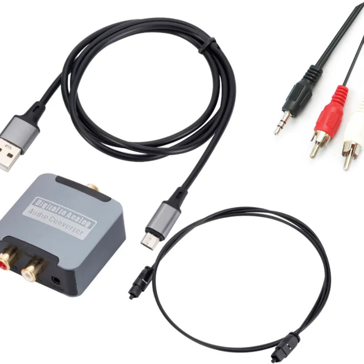 GENERICO - Convertidor Óptico DAC Kit Cable Óptico + Jack a Rca