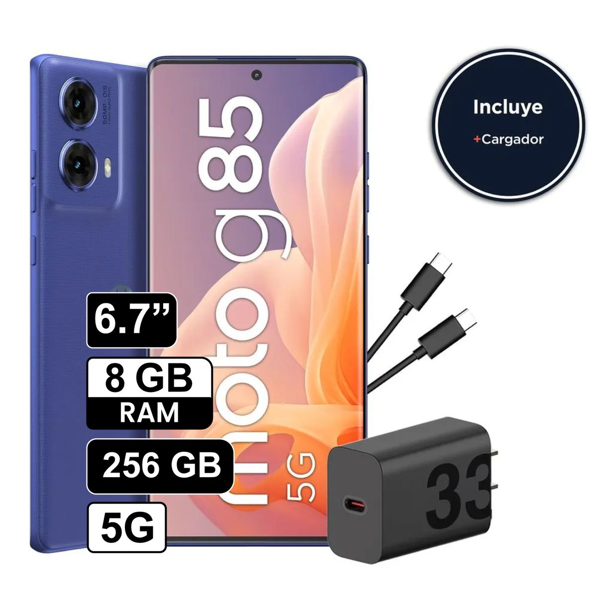 MOTOROLA - Celular Motorola MOTO G85 256GB 8GB 50 MP + 8MP 6,7" Azul Eléctrico