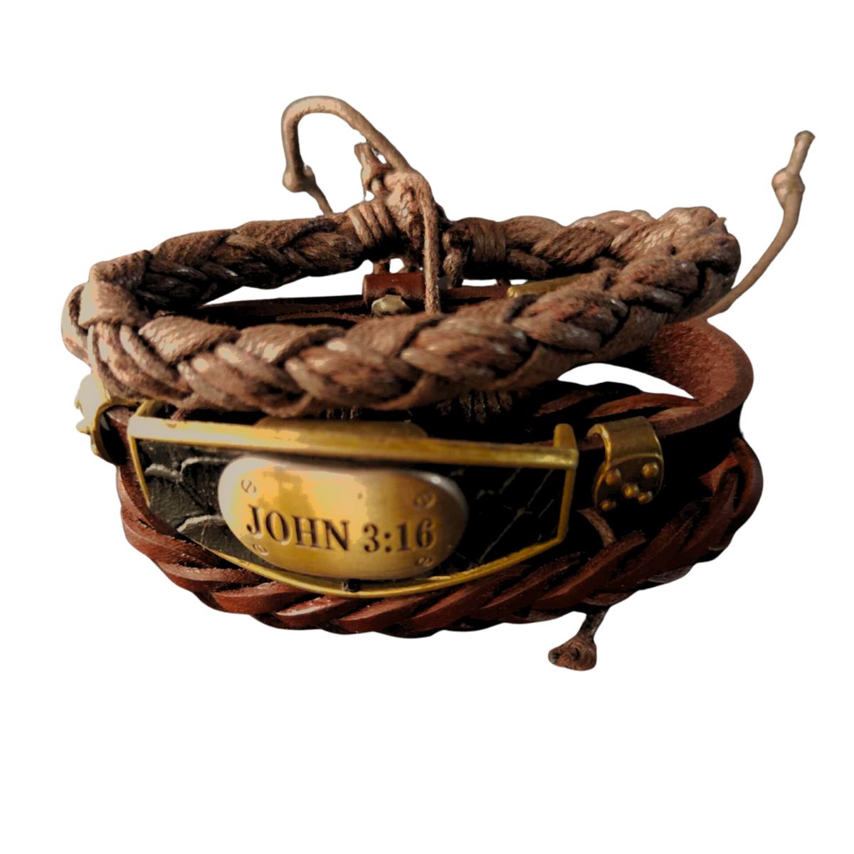 GENERICO - PULSERA DE CUERO TRENZADO BIBLICO